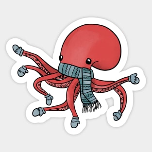 Winter Fun Octopus Sticker